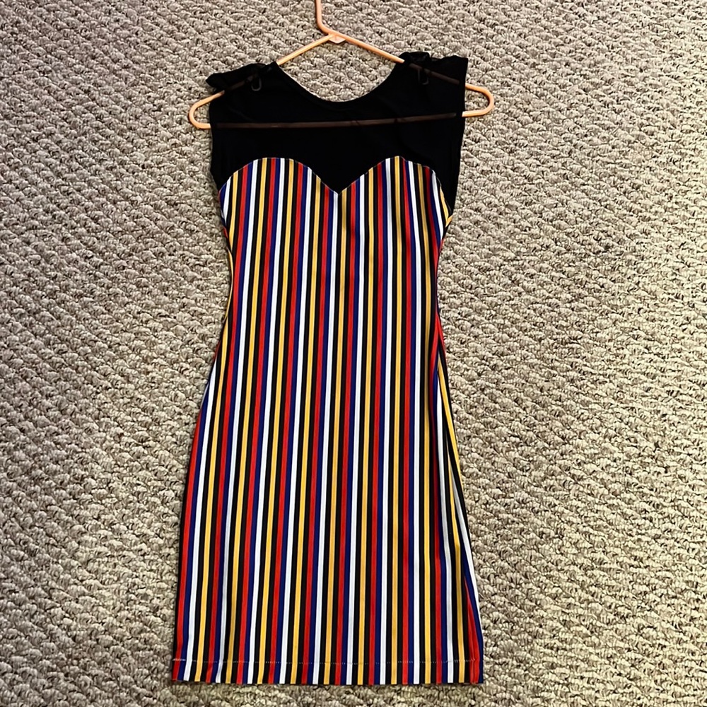 Rain down mini dress with sheer top